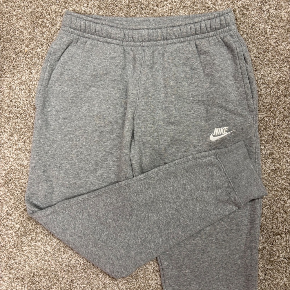 Nike Sportswear Club Fleece Sweatpants Straight Leg Heathered Gray Men's Small